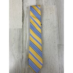 Chaps mens yellow blue stripe tie necktie silk business dress